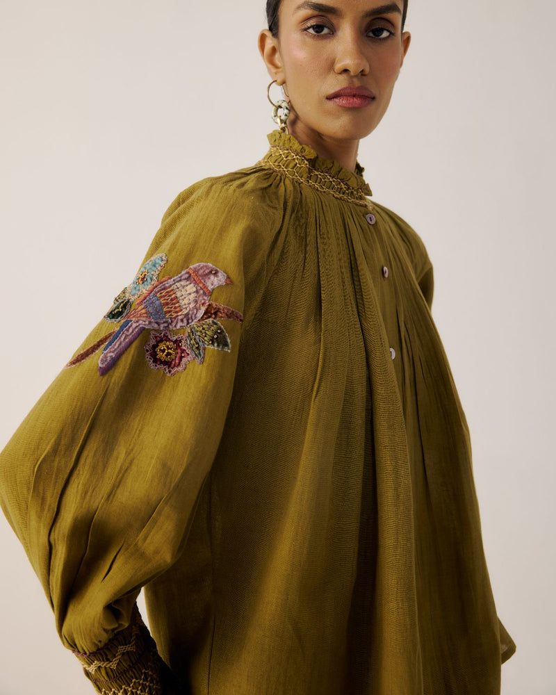 FARMER TOP-Parrot Emb. cotton by CORD for women in Singapore