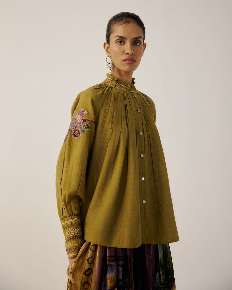 FARMER TOP-Parrot Emb. cotton by CORD for women in Singapore