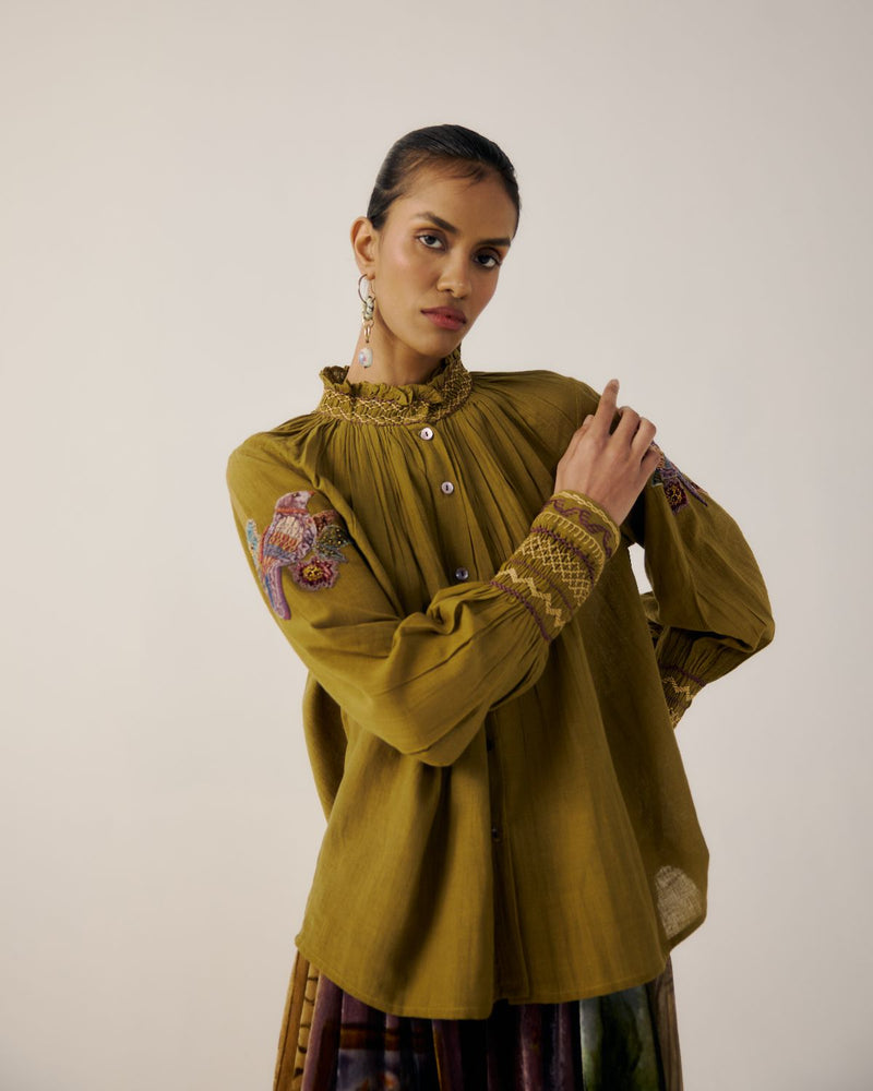 FARMER TOP-Parrot Emb. cotton by CORD for women in Singapore