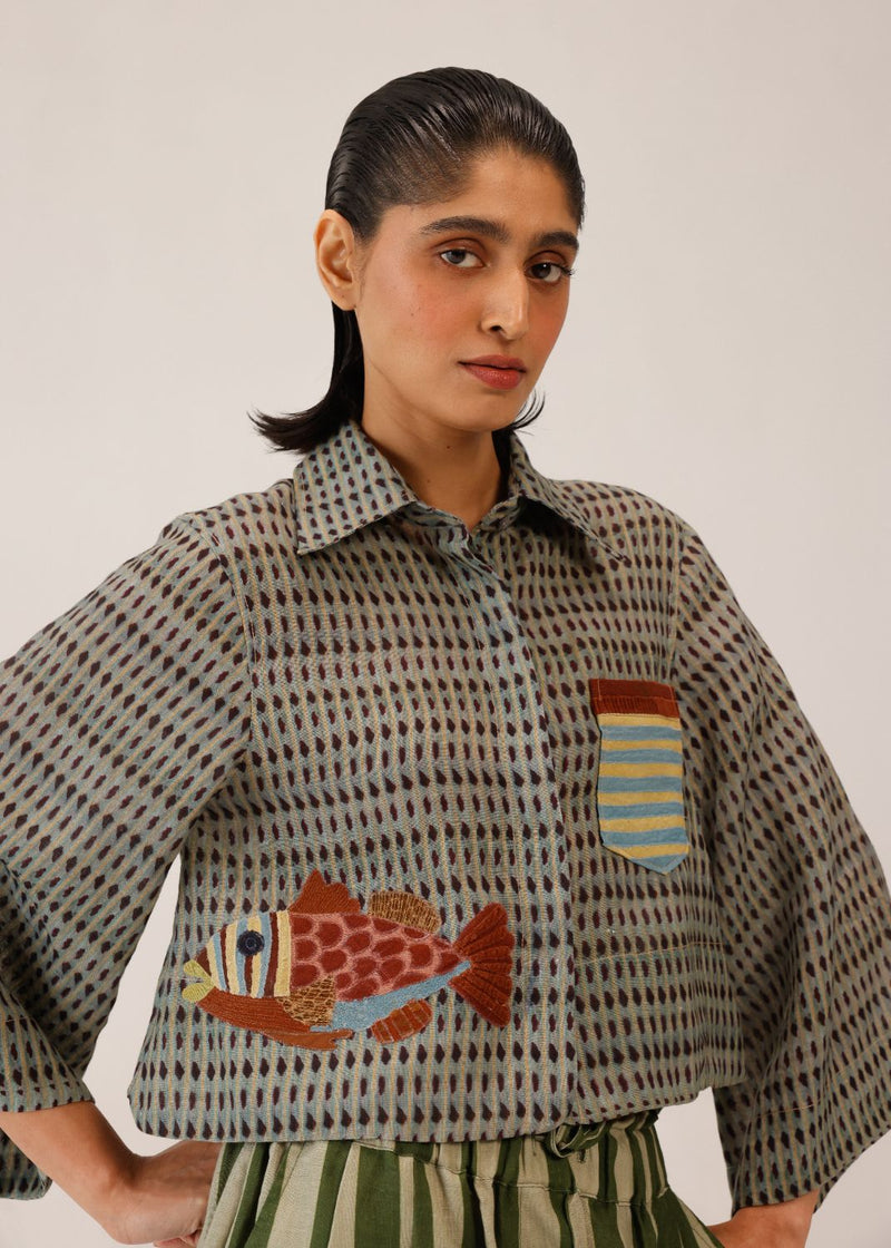 FERN TOP - FISH APPL all linen by CORD for women in Singapore