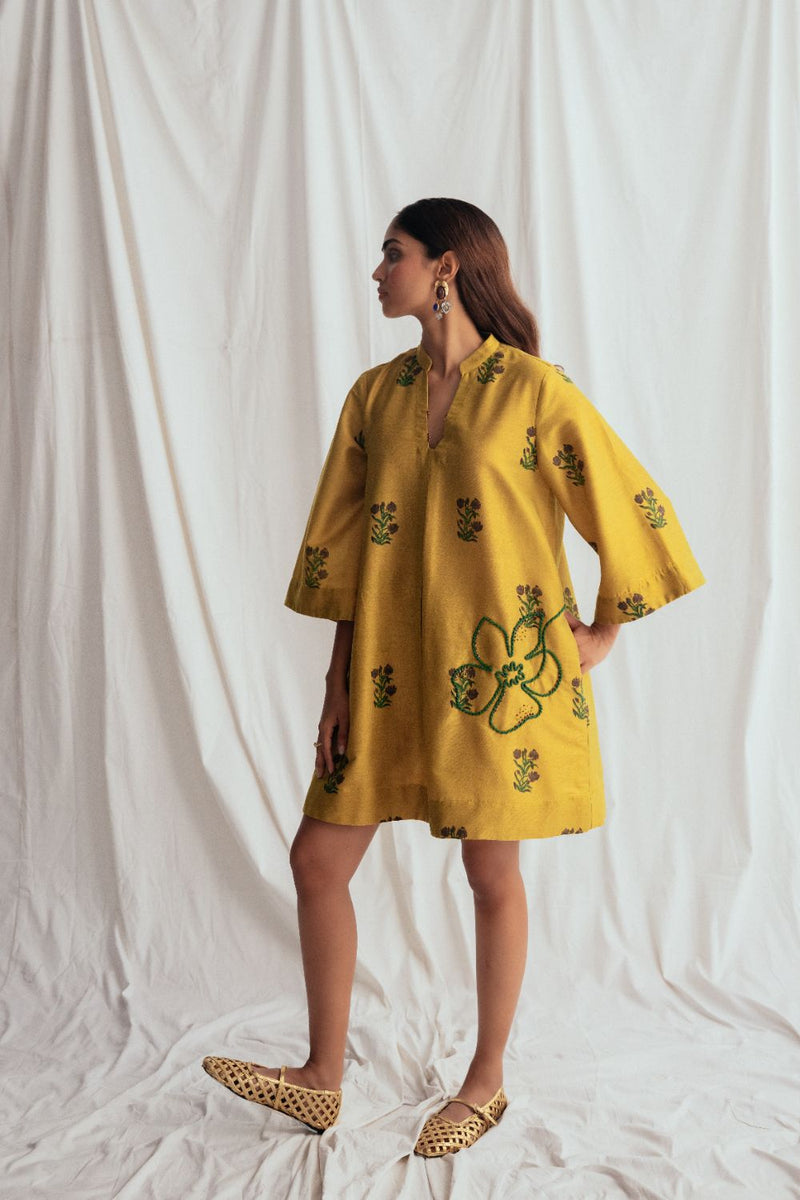 Nimbu Silk Shift Dress silk by JodiLife for women in Singapore