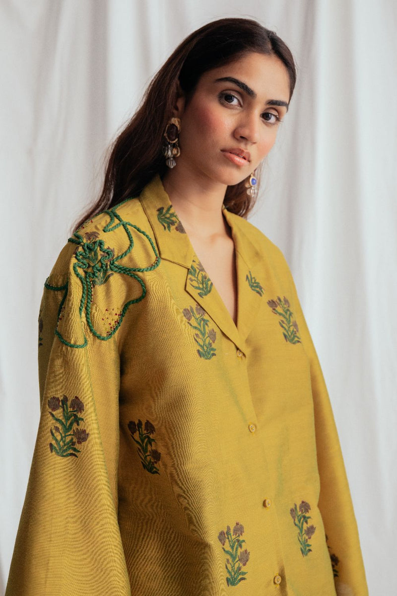 Nimbu Silk Shirt silk by JodiLife for women in Singapore