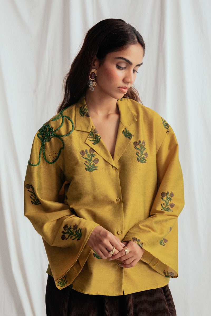 Nimbu Silk Shirt silk by JodiLife for women in Singapore
