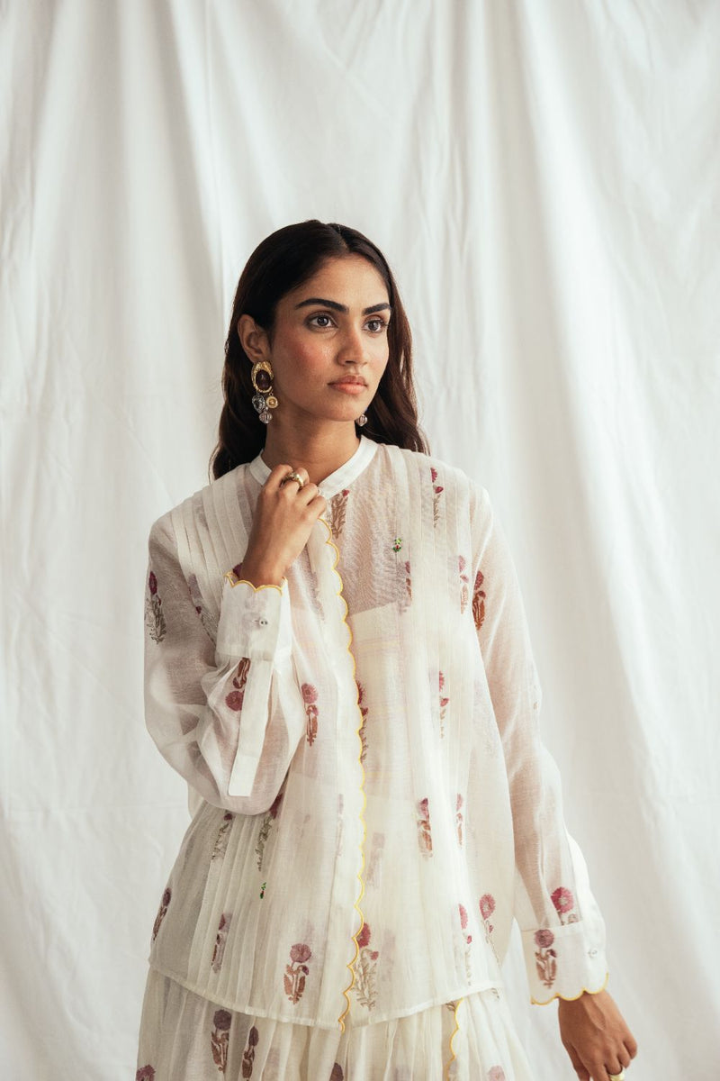 Kulfi Scallop Shirt chanderi by JodiLife for women in Singapore