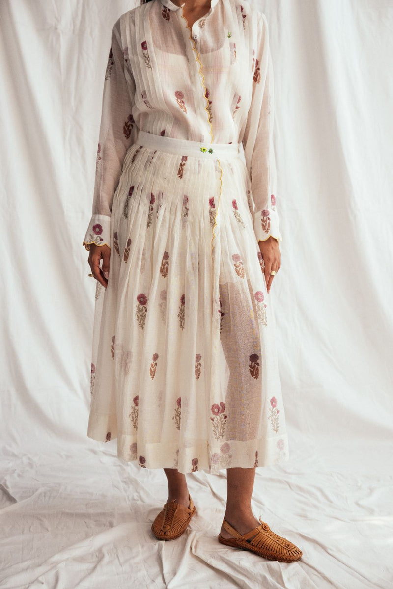 Kulfi Pleated Skirt chanderi by JodiLife for women in Singapore
