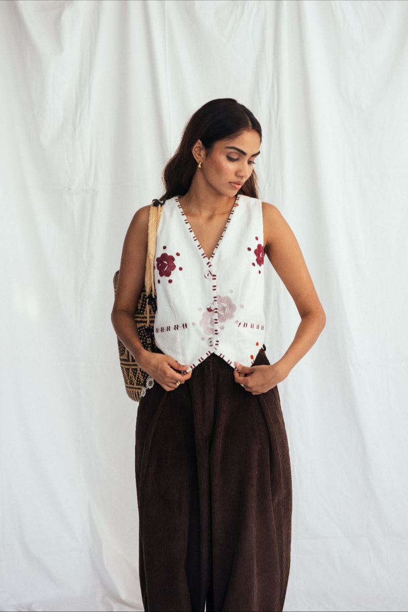 Thandai Corduroy Waistcoat corduroy by JodiLife for women in Singapore