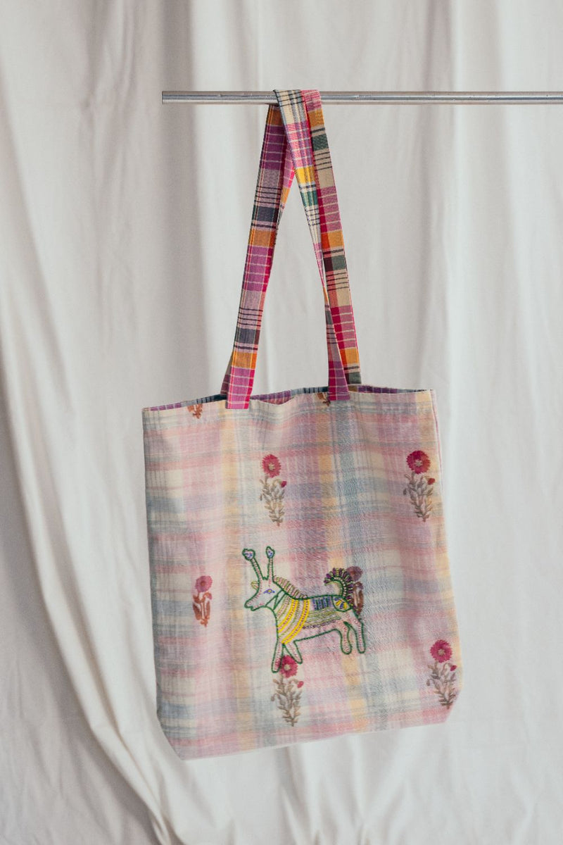 Kulfi Handloom Tote Bag chanderi by JodiLife for women in Singapore