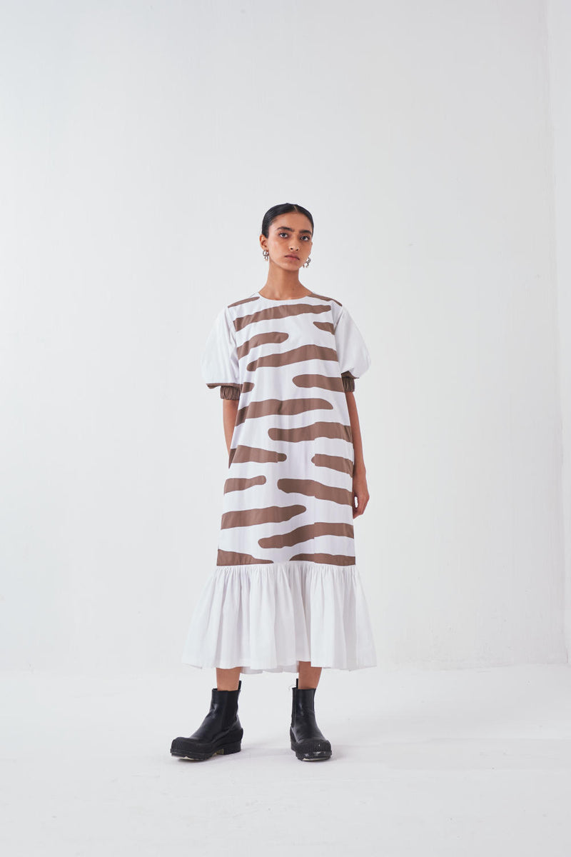 FRILL APPLIQUE DRESS -CEDAR APPLIQUE poplin by THREE for women in Singapore