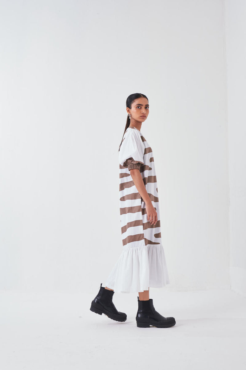 FRILL APPLIQUE DRESS -CEDAR APPLIQUE poplin by THREE for women in Singapore