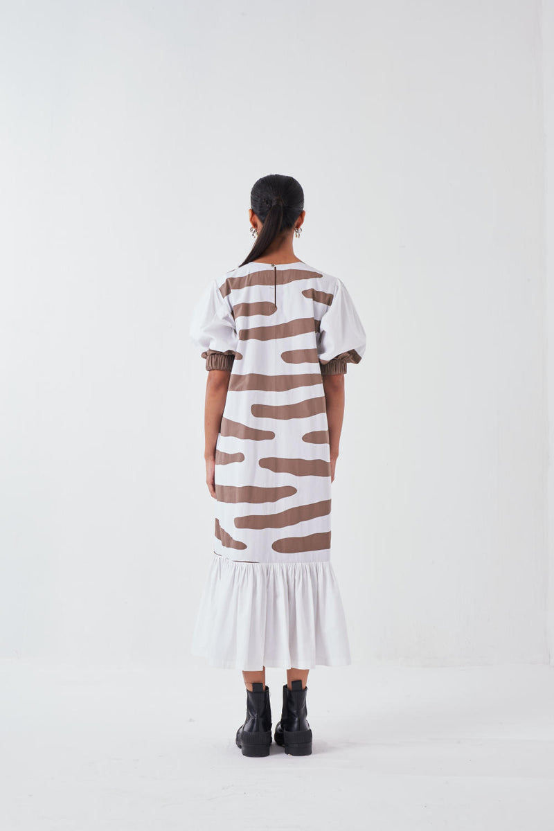 FRILL APPLIQUE DRESS -CEDAR APPLIQUE poplin by THREE for women in Singapore