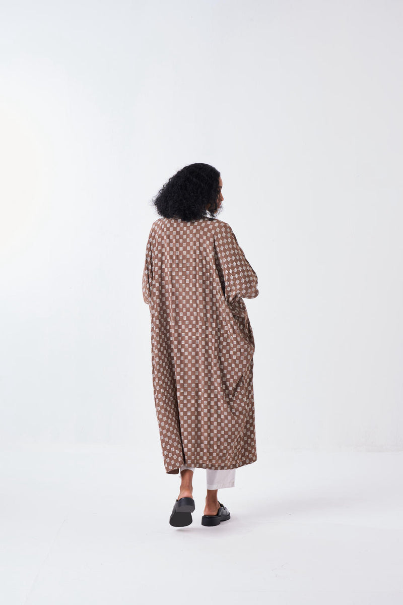 ALL OVER BRICK PRINT KAFTAAN-BRICK PRINT - CEDAR by THREE for women in Singapore