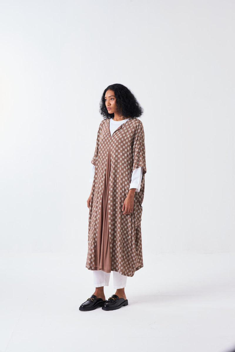 ALL OVER BRICK PRINT KAFTAAN-BRICK PRINT - CEDAR by THREE for women in Singapore