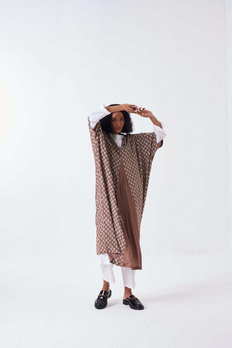 ALL OVER BRICK PRINT KAFTAAN-BRICK PRINT - CEDAR by THREE for women in Singapore