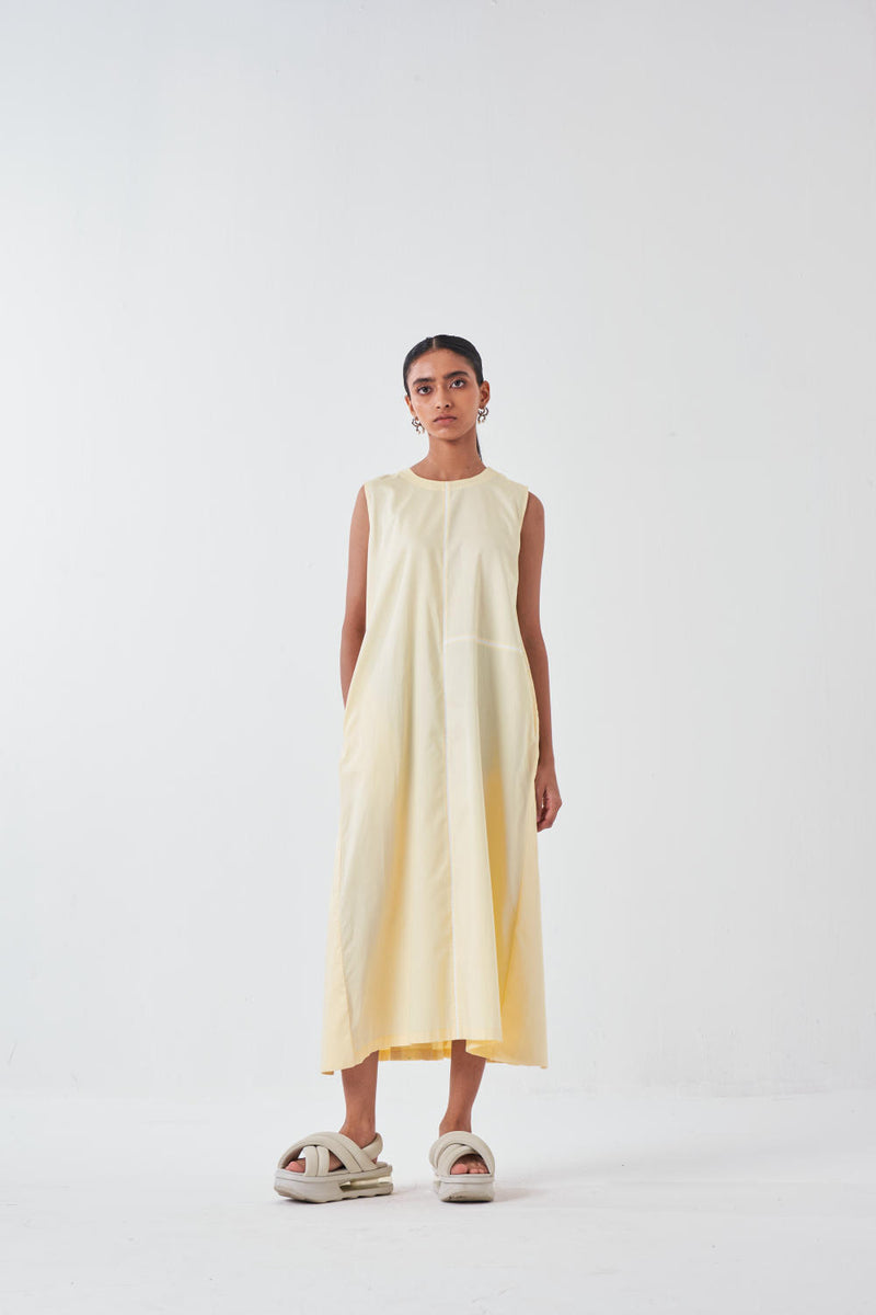 BACK PLEAT DRESS -BUTTER poplin by THREE for women in Singapore