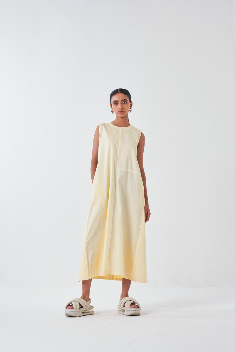 BACK PLEAT DRESS -BUTTER poplin by THREE for women in Singapore