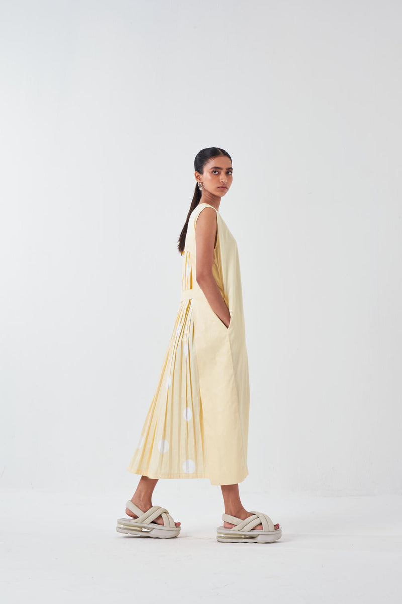 BACK PLEAT DRESS -BUTTER poplin by THREE for women in Singapore
