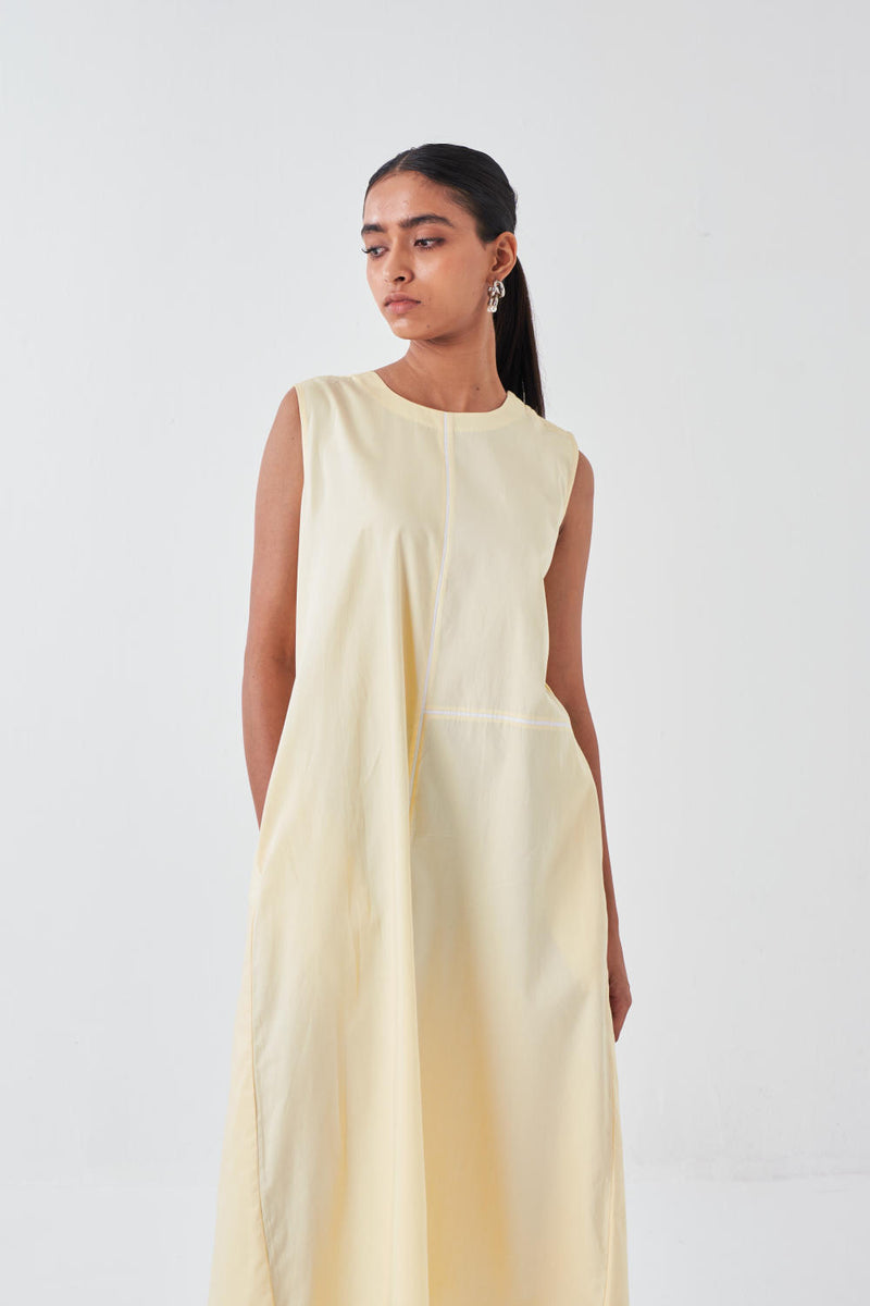 BACK PLEAT DRESS -BUTTER poplin by THREE for women in Singapore