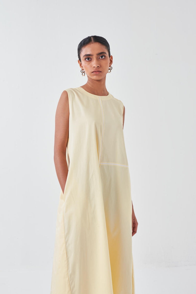 BACK PLEAT DRESS -BUTTER poplin by THREE for women in Singapore