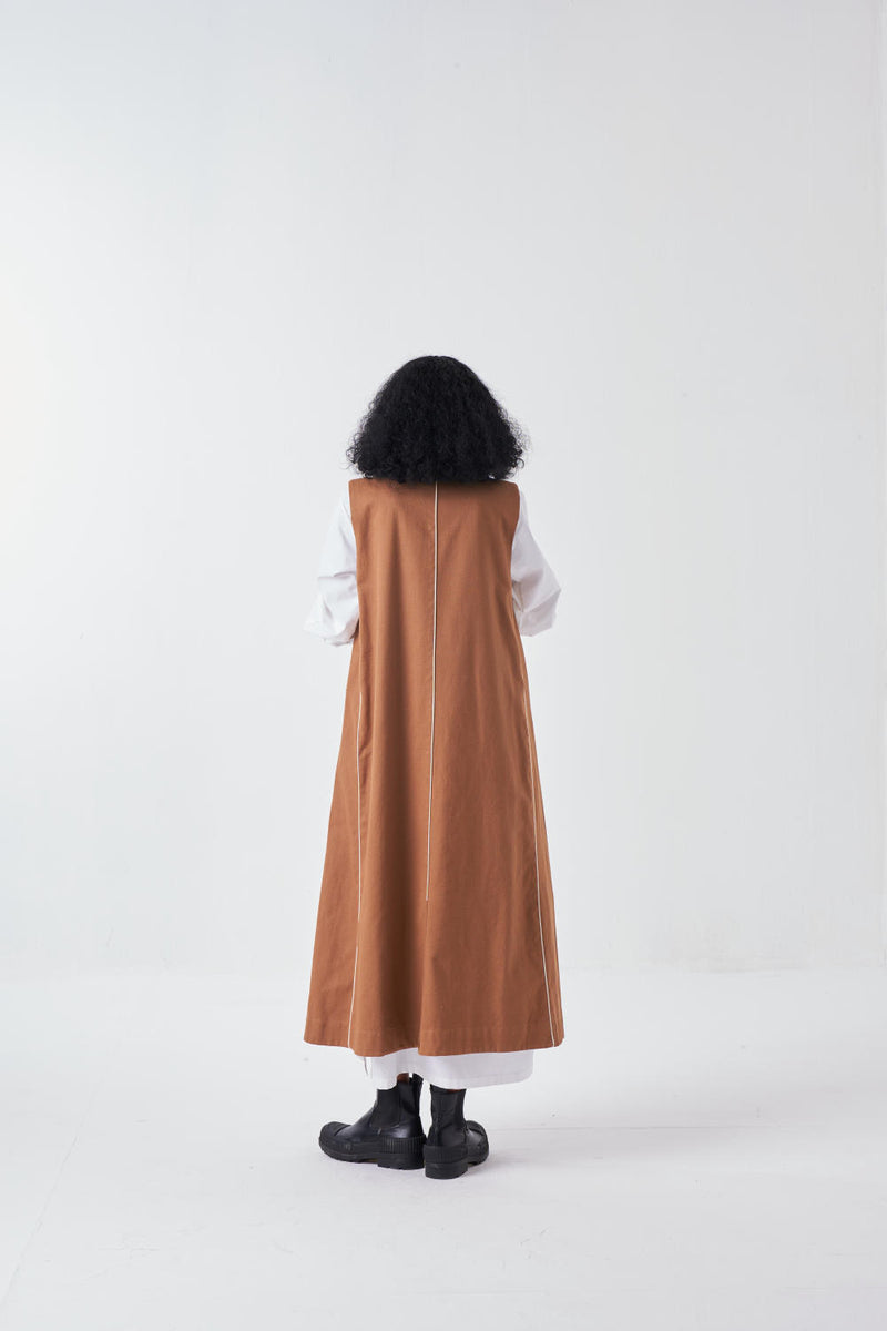SLEEVELESS JACKET-SAND poplin by THREE for women in Singapore