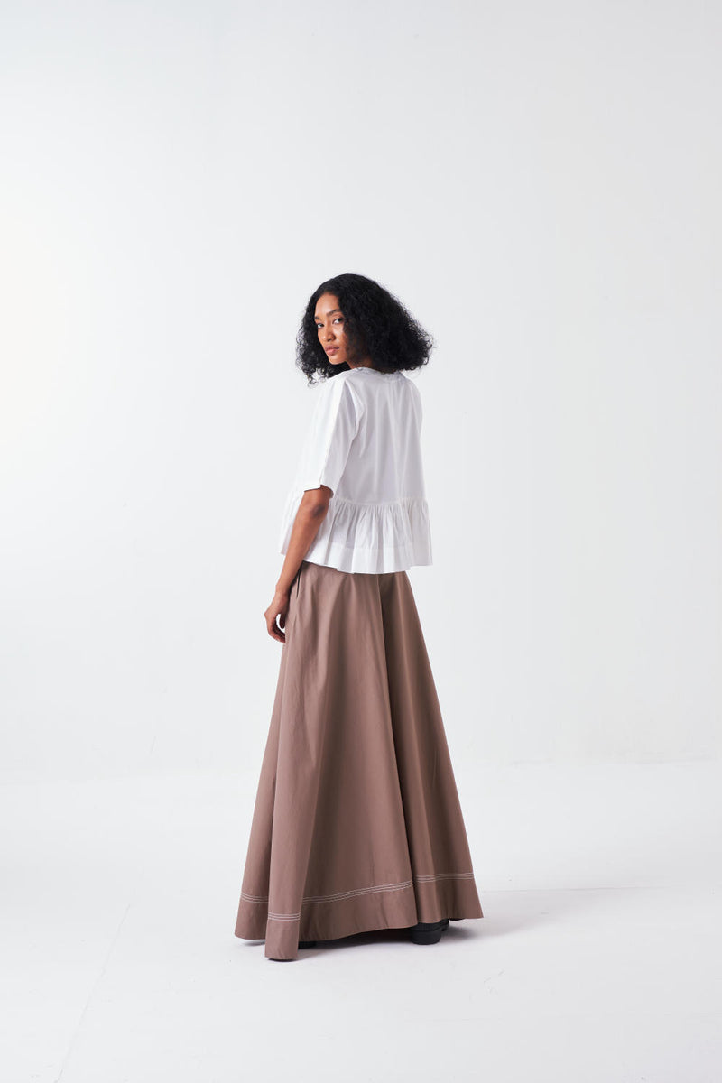 FRONT TIE TOP-WHITE poplin by THREE for women in Singapore
