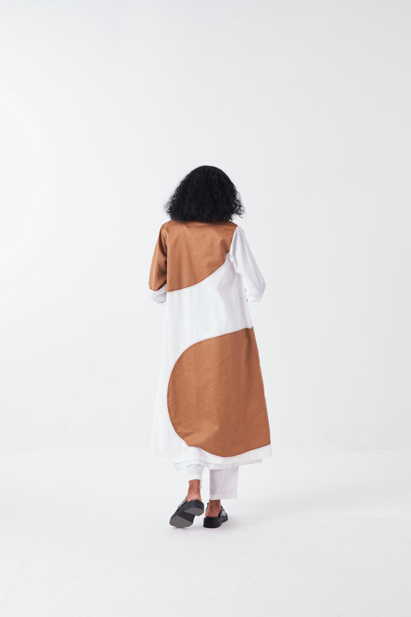 MOON JACKET CO-ORD-SAND & WHITE (SET OF 3) poplin by THREE for women in Singapore