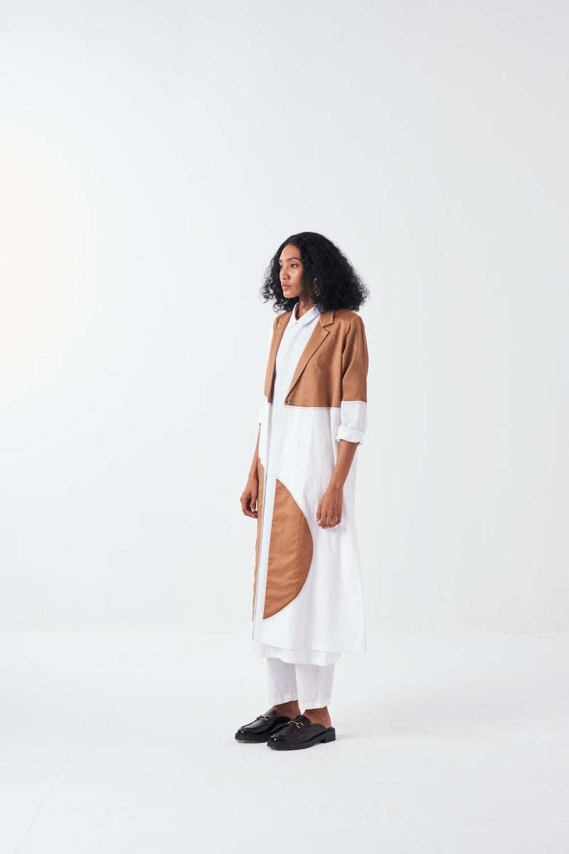 MOON JACKET CO-ORD-SAND & WHITE (SET OF 3) poplin by THREE for women in Singapore