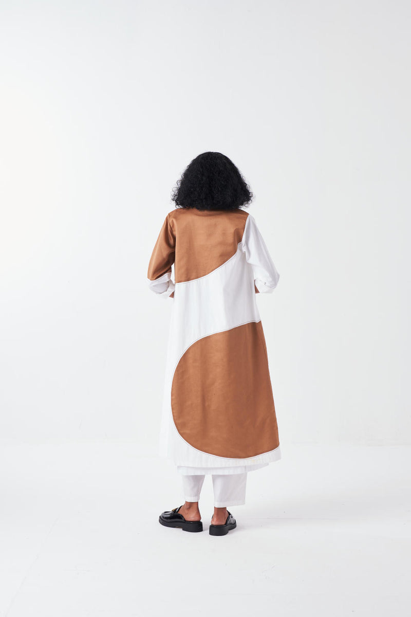 MOON JACKET CO-ORD-SAND & WHITE (SET OF 3) poplin by THREE for women in Singapore