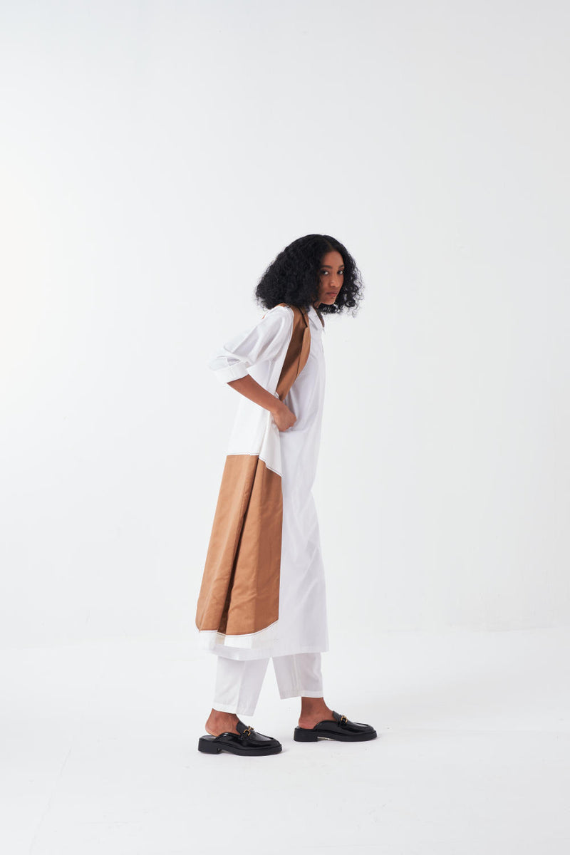 MOON JACKET CO-ORD-SAND & WHITE (SET OF 3) poplin by THREE for women in Singapore