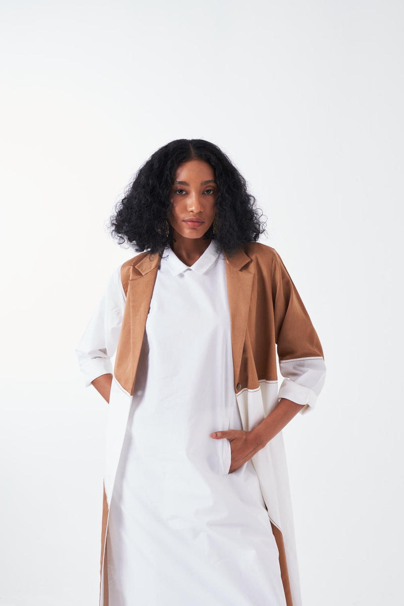 MOON JACKET-WHITE/SAND twill by THREE for women in Singapore