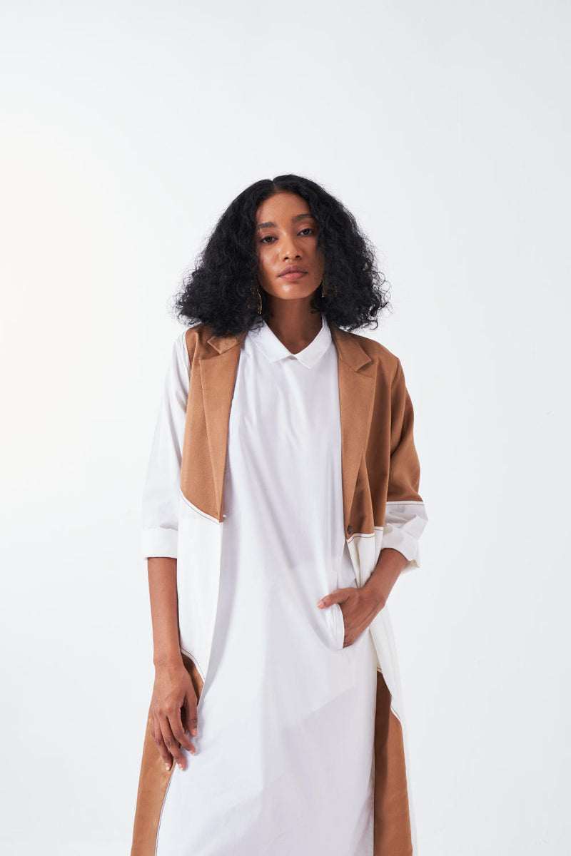MOON JACKET-WHITE/SAND twill by THREE for women in Singapore
