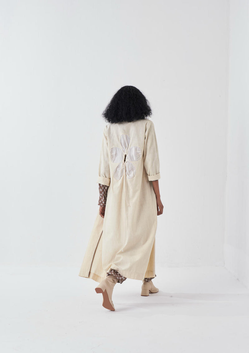 BACK FLORAL DRAWSTRING JACKET-IVORY poplin by THREE for women in Singapore