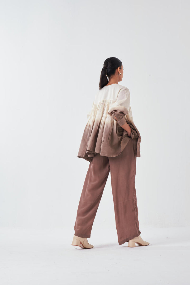 DIP DYE TOP-IVORY/CEADR poplin by THREE for women in Singapore