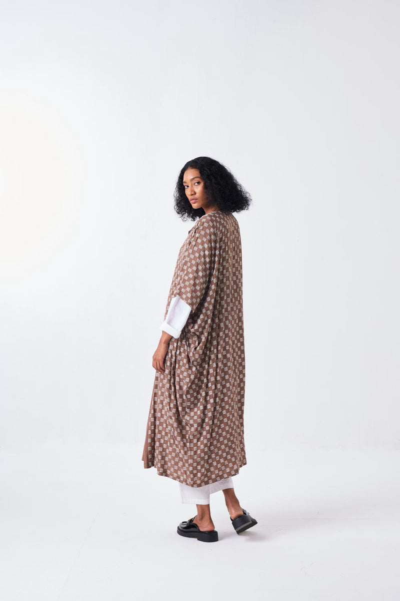 FRONT SLIT TUNIC CO-ORD-CEDAR & WHITE (SET OF 2) poplin by THREE for women in Singapore