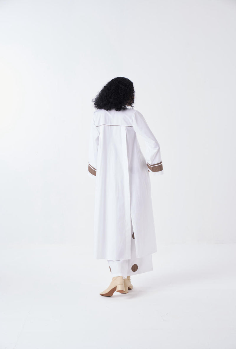 WIDE SLEEVE PANEL SLIT SHIRT-WHITE by THREE for women in Singapore