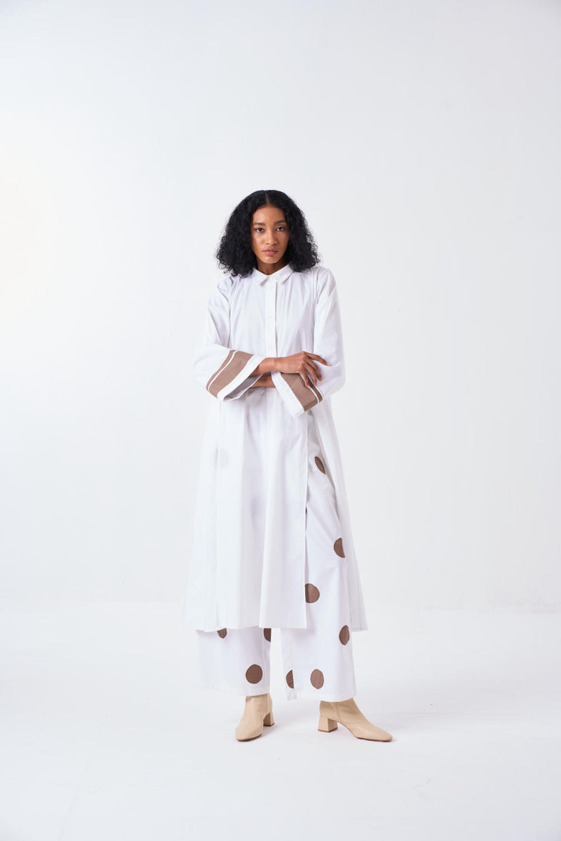 WIDE SLEEVE PANEL SLIT SHIRT-WHITE by THREE for women in Singapore
