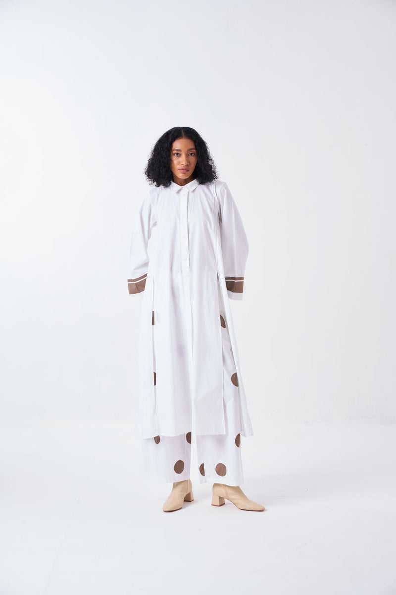 WIDE SLEEVE PANEL SLIT SHIRT-WHITE by THREE for women in Singapore