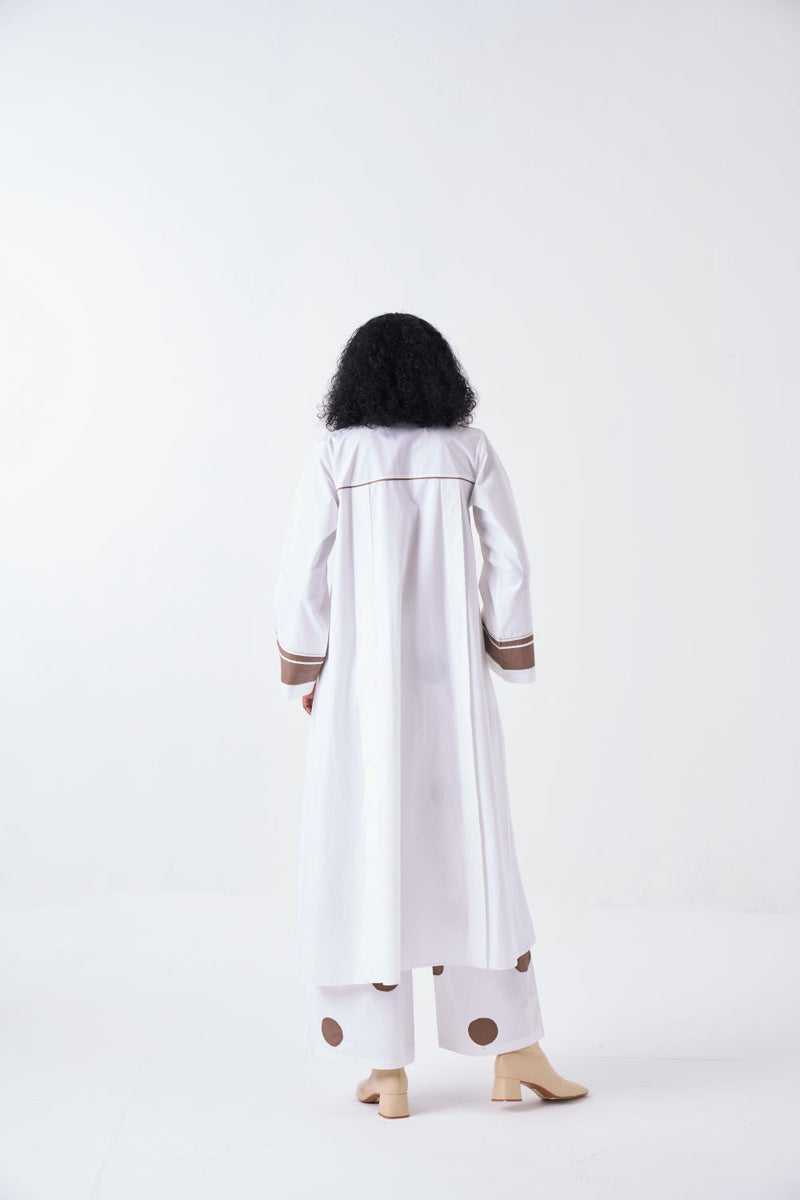 WIDE SLEEVE PANEL SLIT SHIRT-WHITE by THREE for women in Singapore