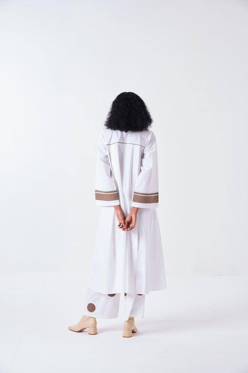 WIDE SLEEVE PANEL SLIT SHIRT-WHITE by THREE for women in Singapore