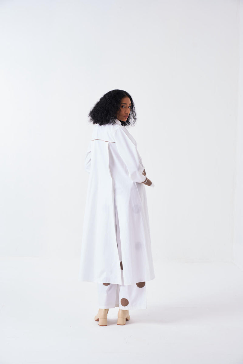 WIDE SLEEVE PANEL SLIT SHIRT-WHITE by THREE for women in Singapore