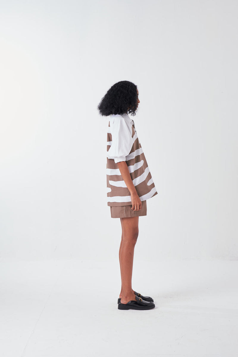APPLIQUE BOXY SHIRT CO-ORD-CEDAR APPLIQUE (SET OF 2) poplin by THREE for women in Singapore
