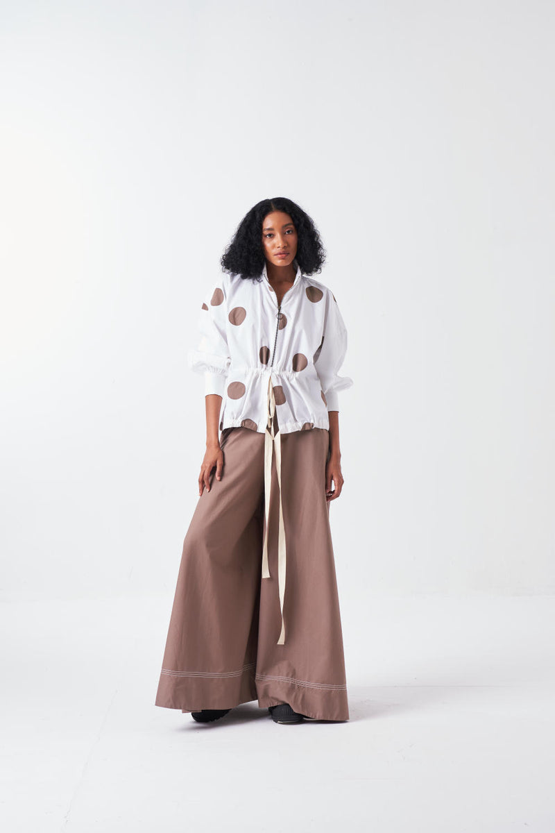 DRAWSTRING TOP-WHITE chanderi by THREE for women in Singapore