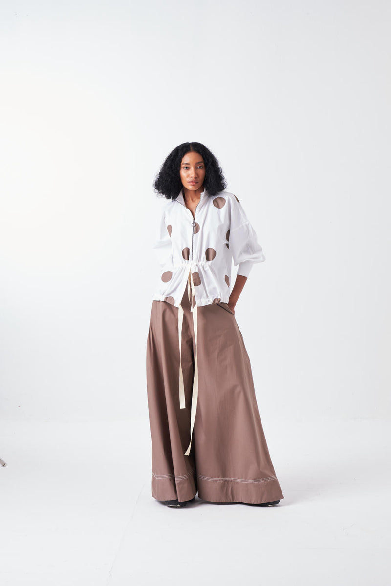 DRAWSTRING TOP-WHITE chanderi by THREE for women in Singapore