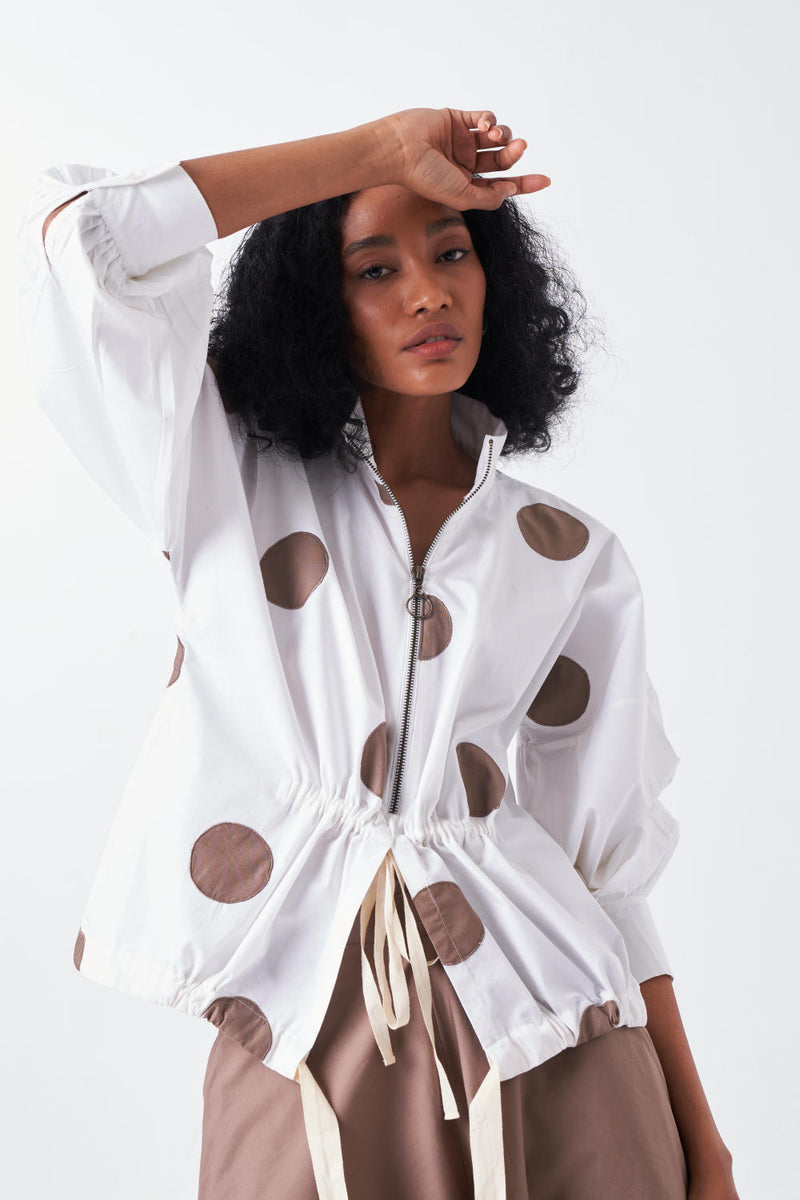 DRAWSTRING TOP-WHITE chanderi by THREE for women in Singapore