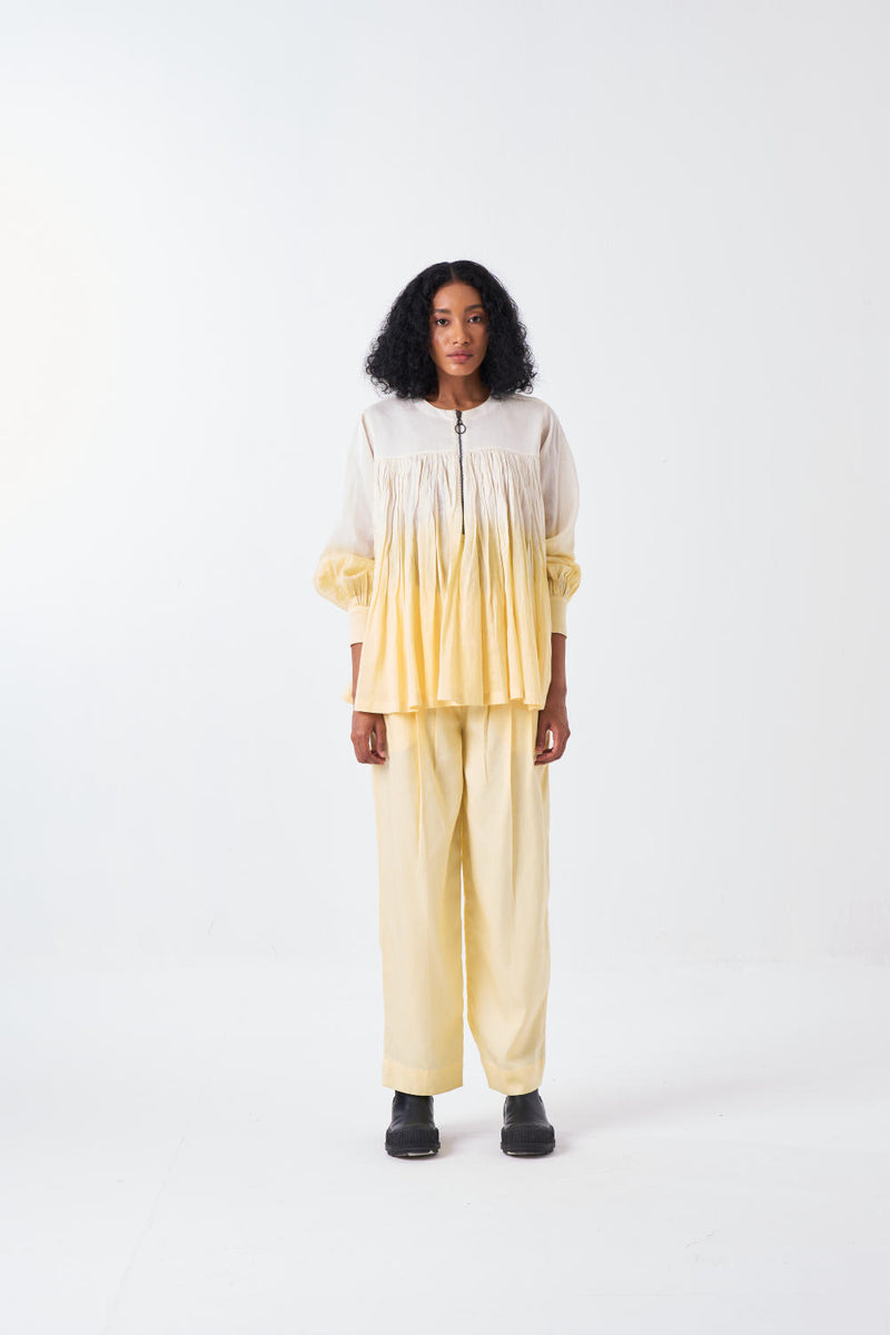 DIP DYE TOP-IVORY/BUTTER poplin by THREE for women in Singapore