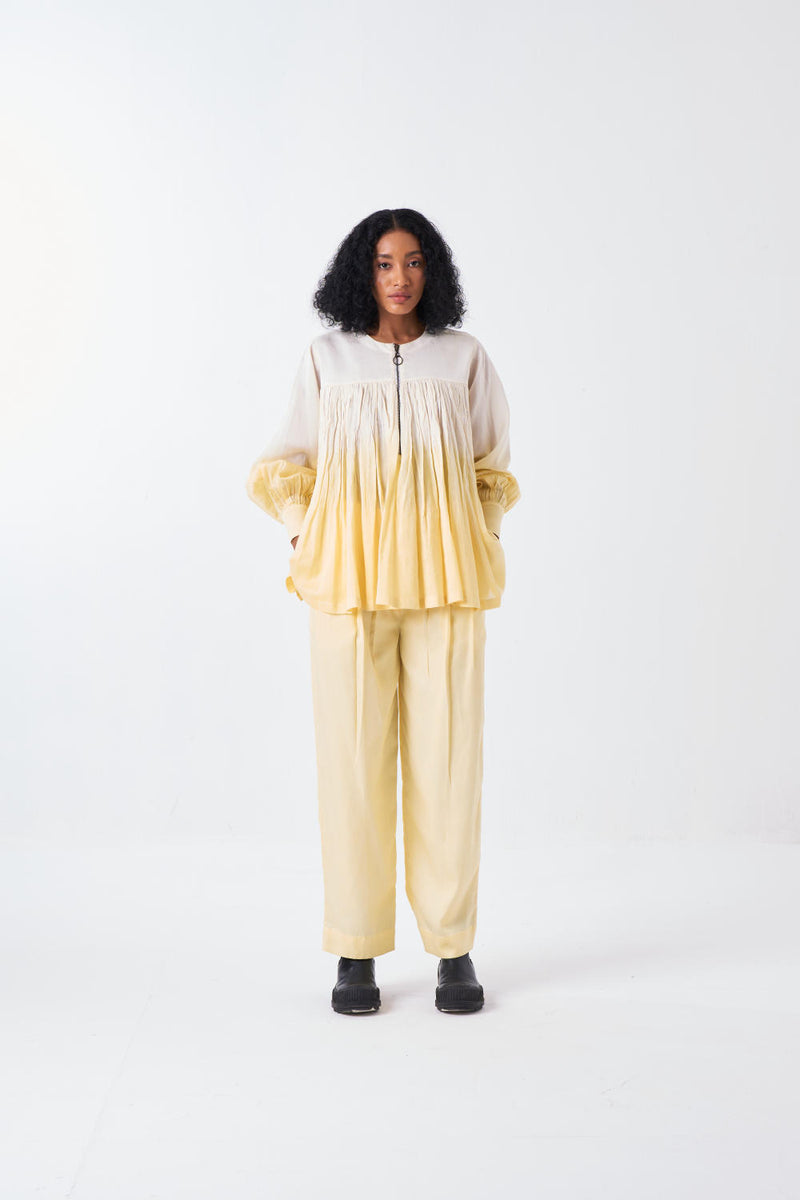 DIP DYE TOP-IVORY/BUTTER poplin by THREE for women in Singapore