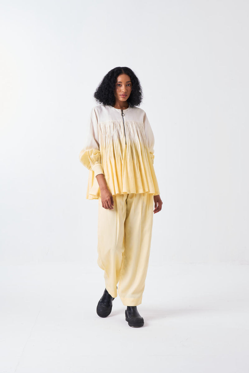 DIP DYE TOP-IVORY/BUTTER poplin by THREE for women in Singapore