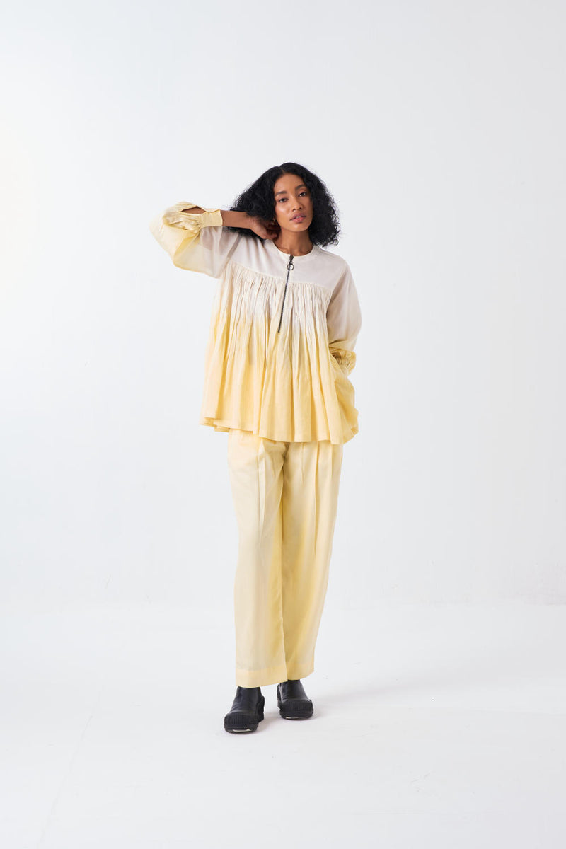 DIP DYE TOP-IVORY/BUTTER poplin by THREE for women in Singapore