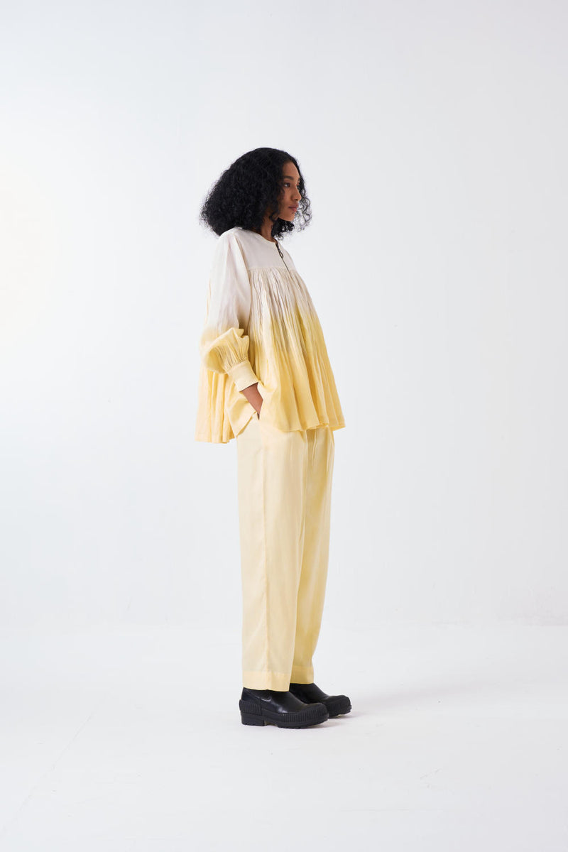 DIP DYE TOP-IVORY/BUTTER poplin by THREE for women in Singapore