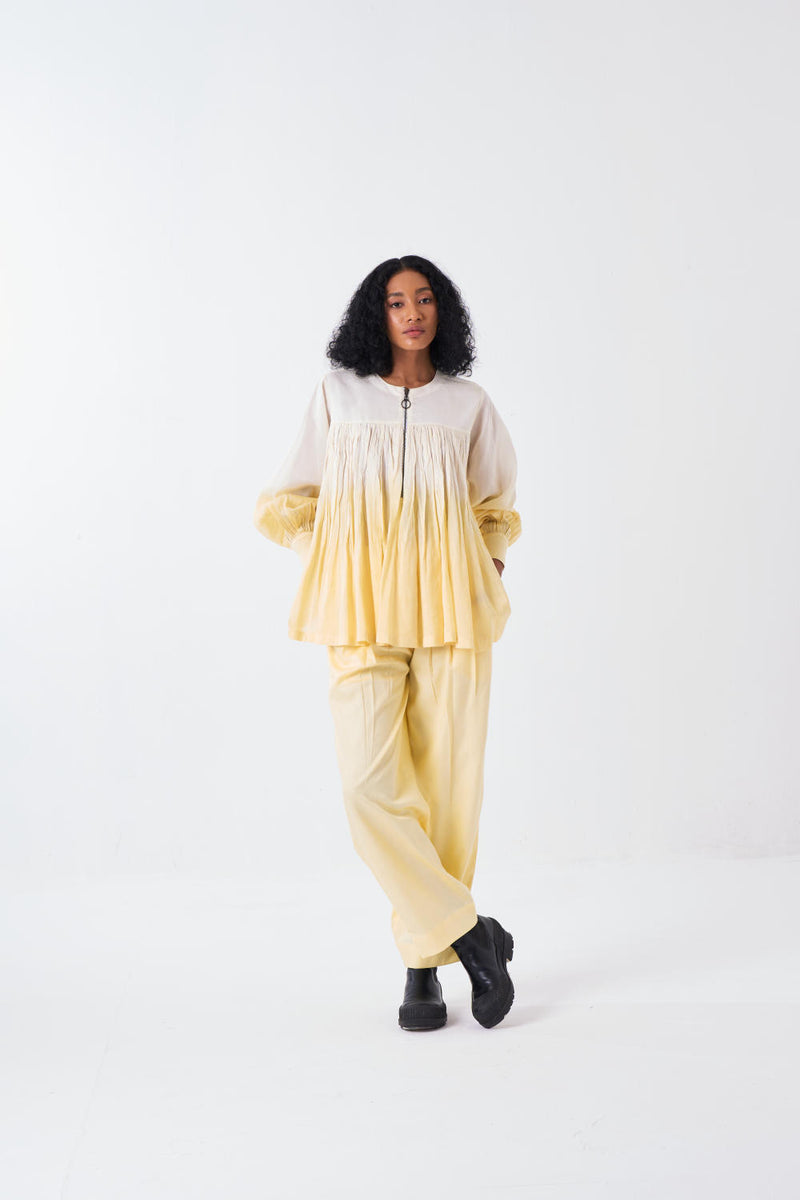 DIP DYE TOP-IVORY/BUTTER poplin by THREE for women in Singapore