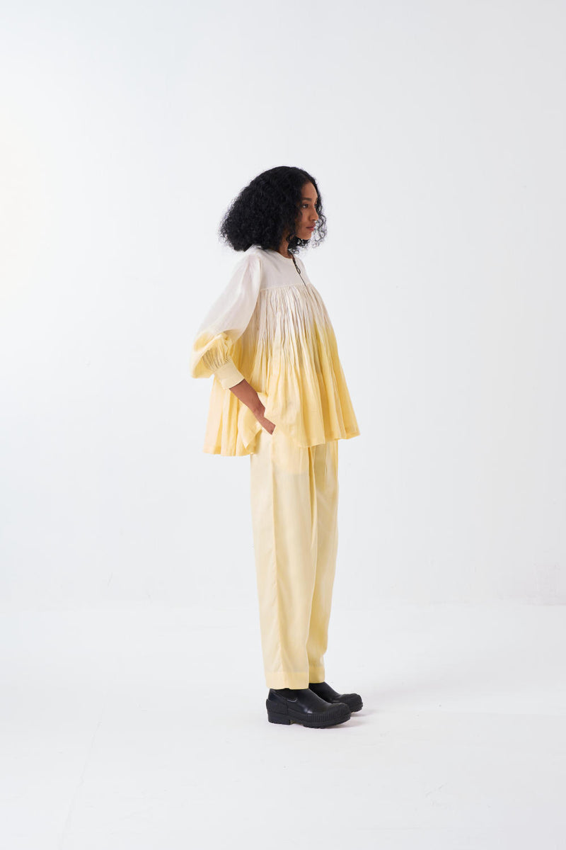 DIP DYE TOP-IVORY/BUTTER poplin by THREE for women in Singapore